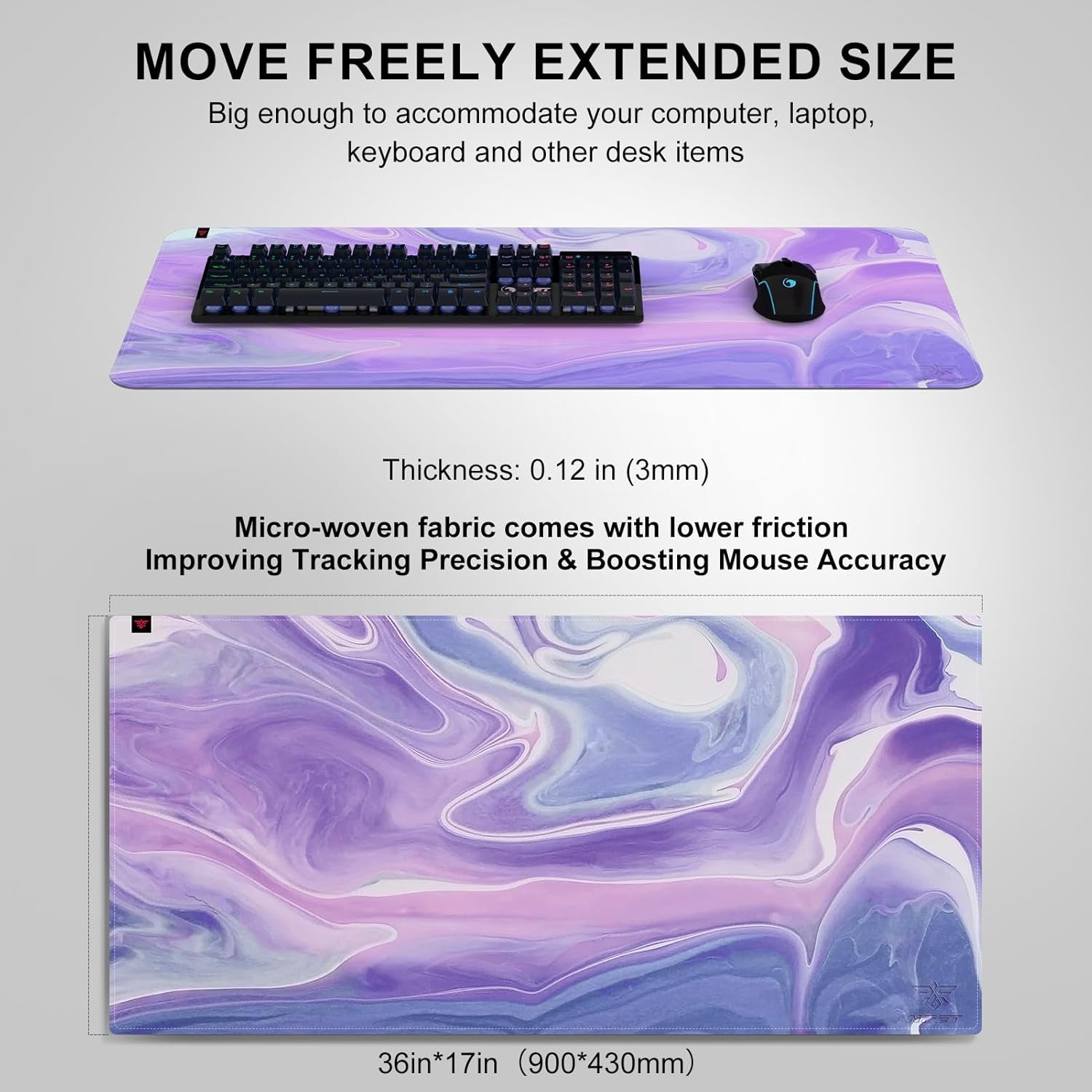 MP02-SP Gaming Mouse Pad, Cloth Mouse Pad, Anti-Slip Base, RGB Backlit, Stitched Edges, Water-Resistant, Optimized for Gaming Sensors, XL