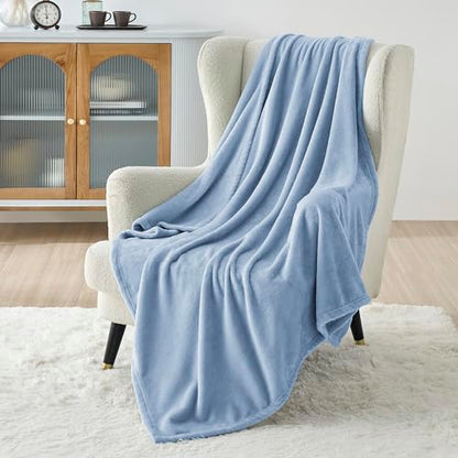 Bedsure Fleece Bed Blankets Queen Size Grey 90x90 Inches