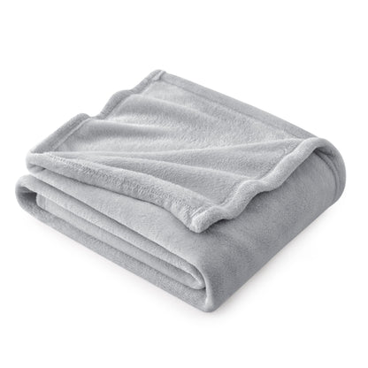 Bedsure Fleece Bed Blankets Queen Size Grey 90x90 Inches