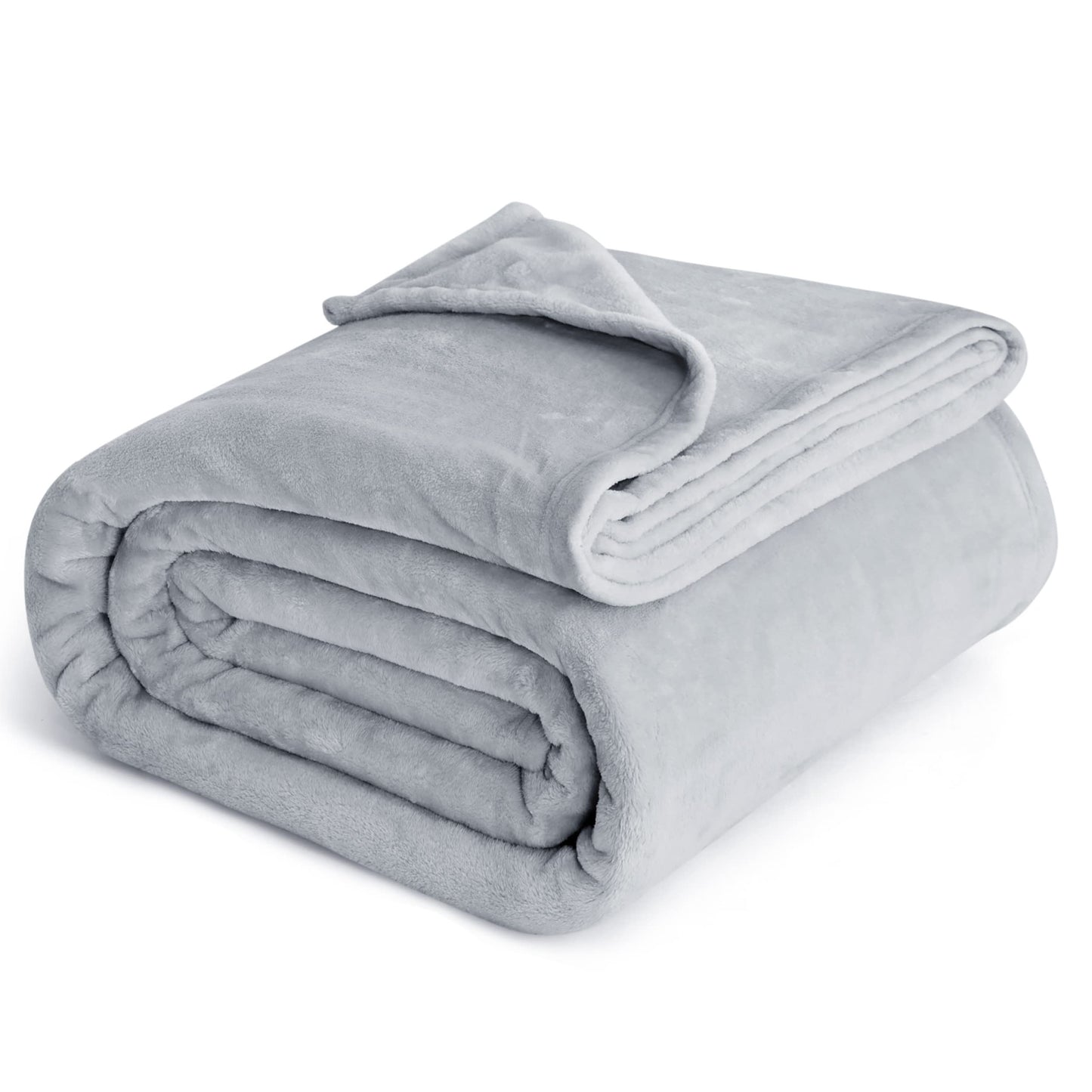 Bedsure Fleece Bed Blankets Queen Size Grey 90x90 Inches