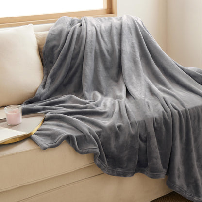 Bedsure Fleece Bed Blankets Queen Size Grey 90x90 Inches