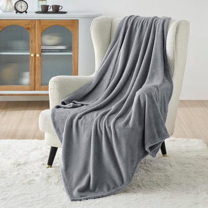 Bedsure Fleece Bed Blankets Queen Size Grey 90x90 Inches