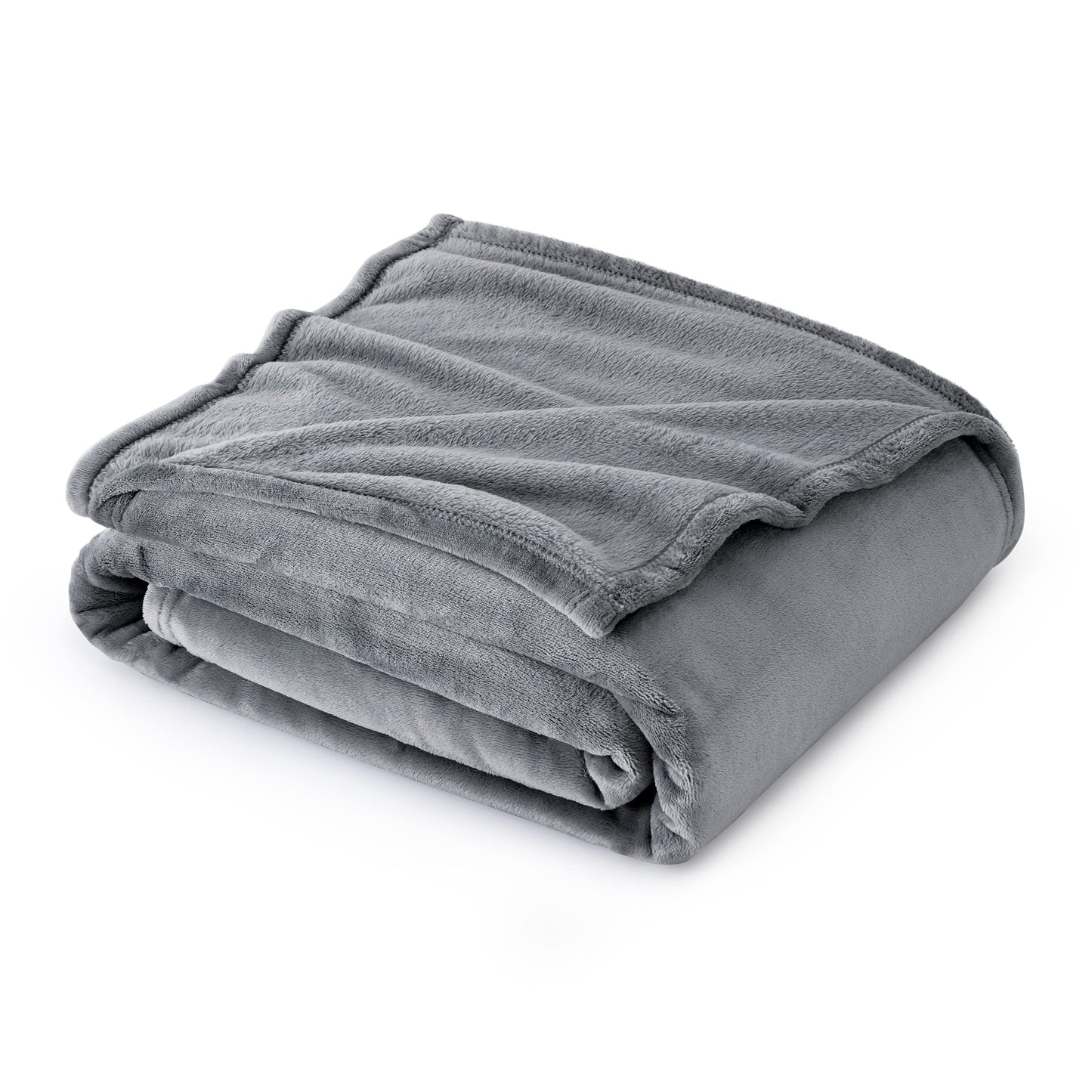 Bedsure Fleece Bed Blankets Queen Size Grey 90x90 Inches